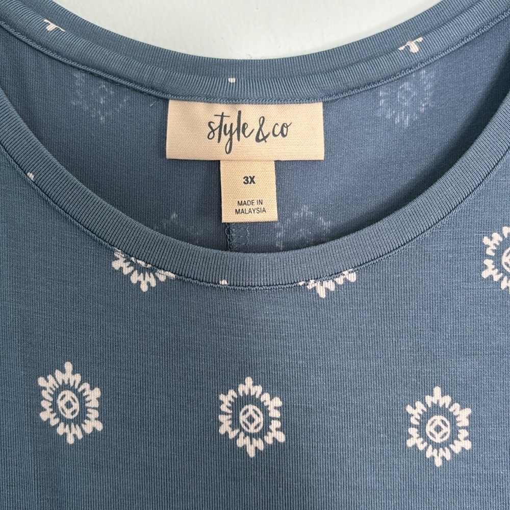 Style & Co. blue printed sleeveless dress, size 3X - Picture 4 of 6